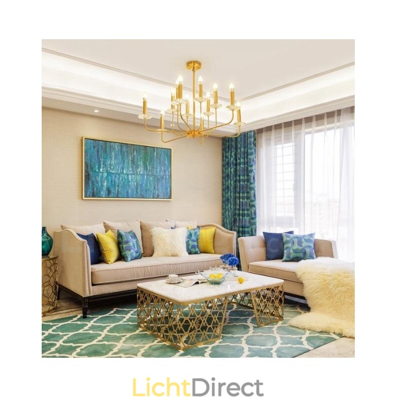 12 Licht Retro Rustieke Luxe Messing Hanglamp Kroonluchter