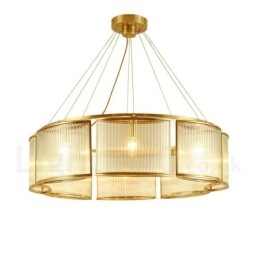 8-lichts retro rustieke luxe messing hanglamp kroonluchter met glazen kap