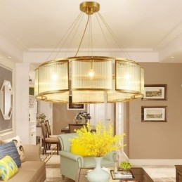 8-lichts retro rustieke luxe messing hanglamp kroonluchter met glazen kap