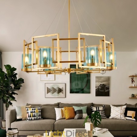 6-lichts retro rustieke luxe messing hanglamp kroonluchter met glazen kap 6-lichts retro rustieke luxe messing hanglamp kroonluchter met glazen kap
