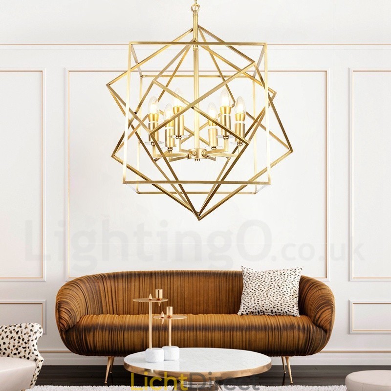 6-lichts retro rustieke luxe messing hanglamp kroonluchter