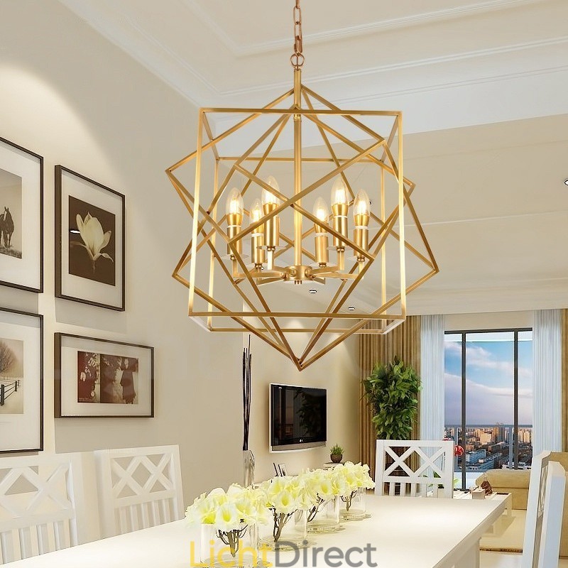 6-lichts retro rustieke luxe messing hanglamp kroonluchter