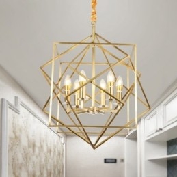 6-lichts retro rustieke luxe messing hanglamp kroonluchter