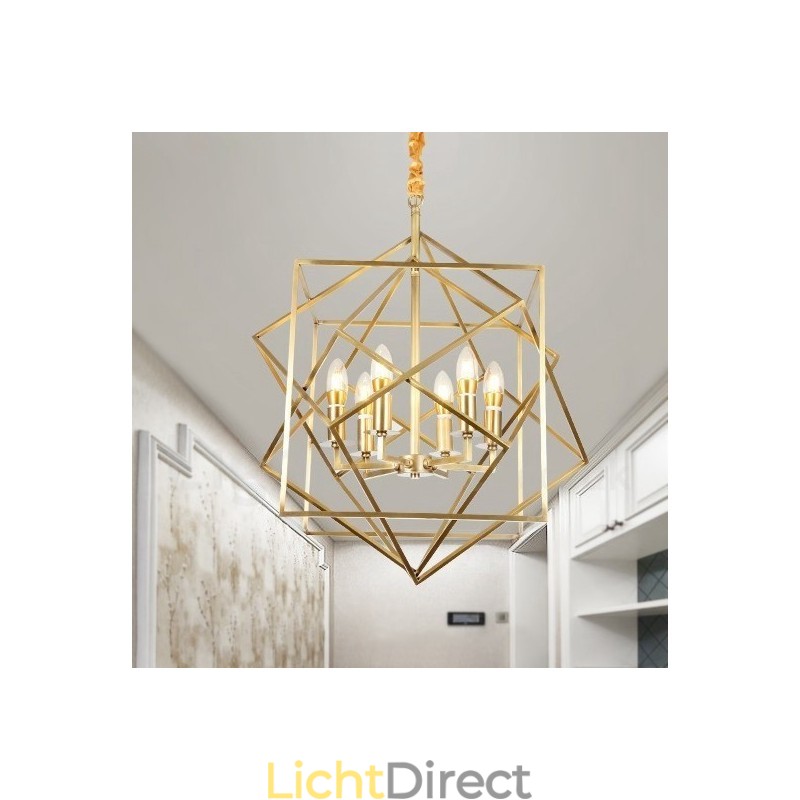 6-lichts retro rustieke luxe messing hanglamp kroonluchter