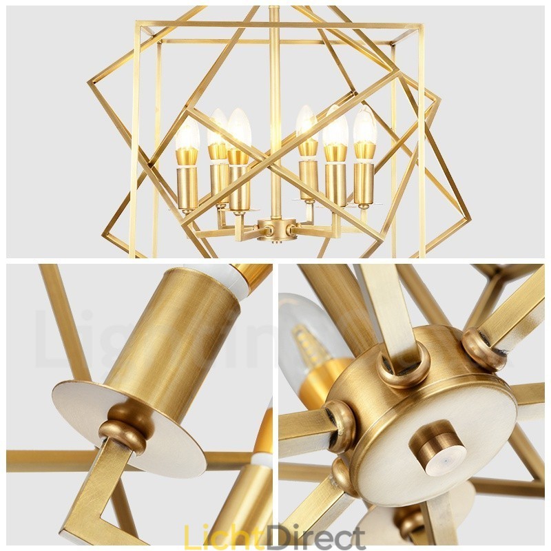 6-lichts retro rustieke luxe messing hanglamp kroonluchter