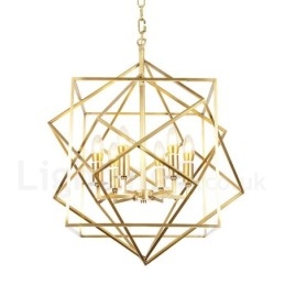 6-lichts retro rustieke luxe messing hanglamp kroonluchter