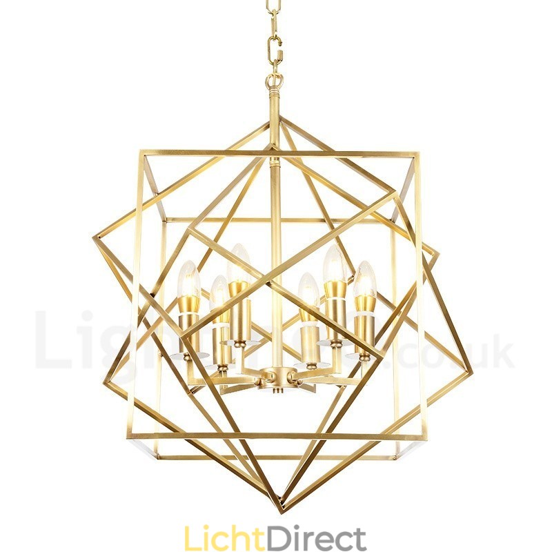 6-lichts retro rustieke luxe messing hanglamp kroonluchter