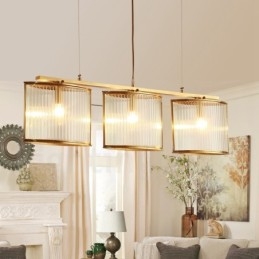 3-lichts retro rustieke luxe messing hanglamp kroonluchter met glazen kap