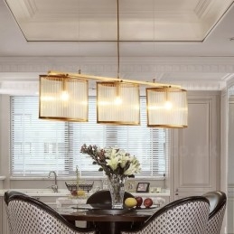 3-lichts retro rustieke luxe messing hanglamp kroonluchter met glazen kap