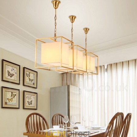 1-lichts retro rustieke luxe messing hanglamp kroonluchter met stoffen kap 1-lichts retro rustieke luxe messing hanglamp kroonluchter met stoffen kap