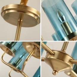 8-lichts retro rustieke luxe messing hanglamp kroonluchter met glazen kap