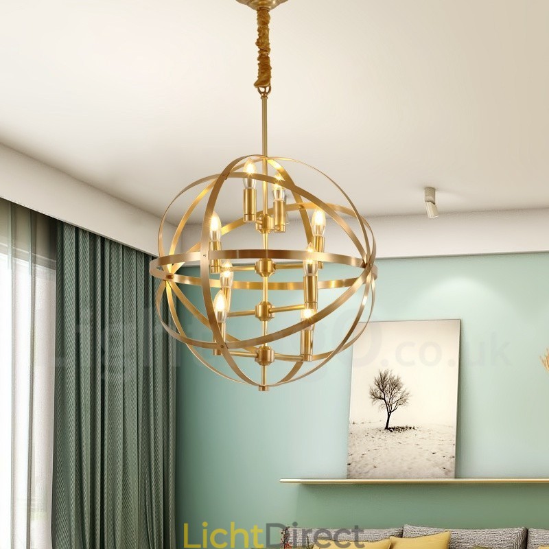 8-lichts retro rustieke luxe messing hanglamp kroonluchter