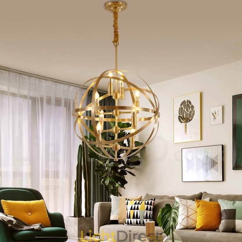 8-lichts retro rustieke luxe messing hanglamp kroonluchter