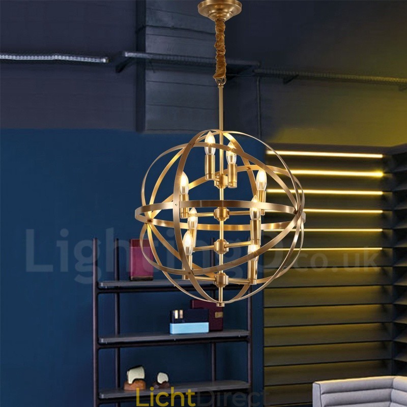 8-lichts retro rustieke luxe messing hanglamp kroonluchter