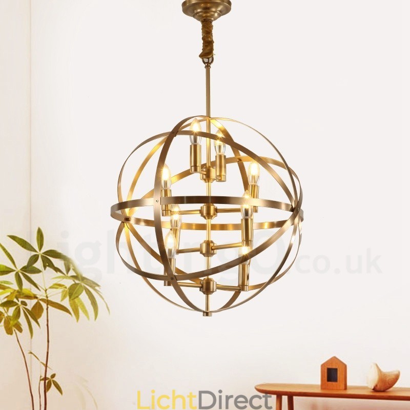 8-lichts retro rustieke luxe messing hanglamp kroonluchter