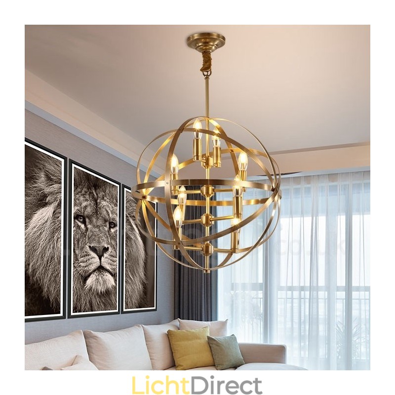 8-lichts retro rustieke luxe messing hanglamp kroonluchter
