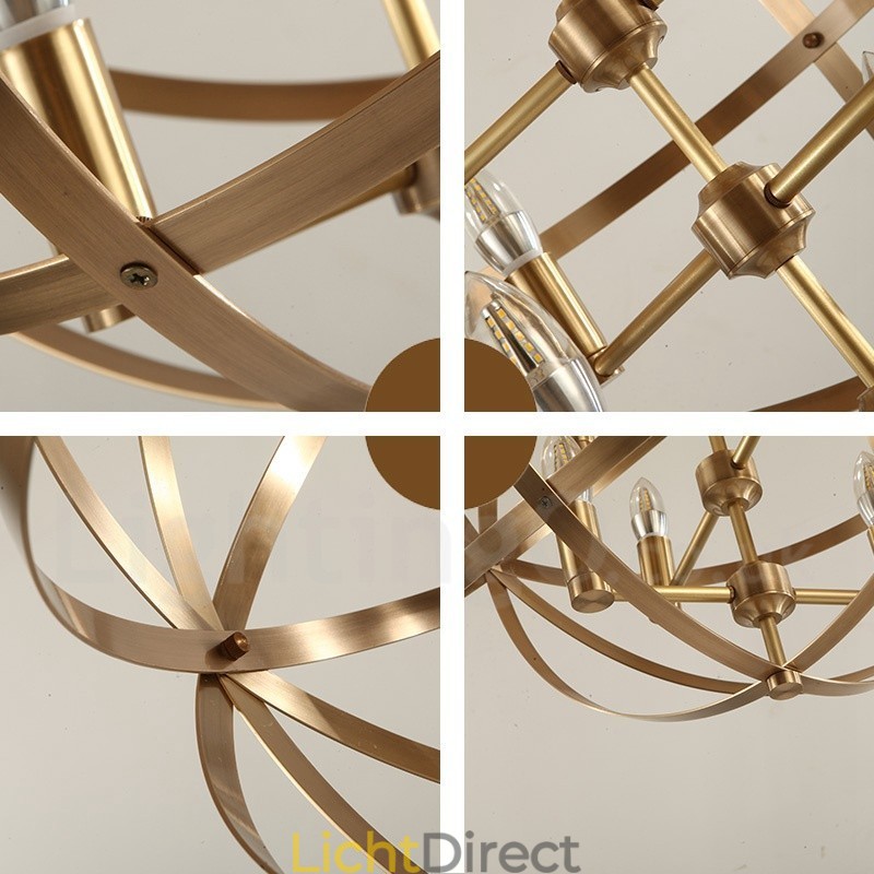 8-lichts retro rustieke luxe messing hanglamp kroonluchter