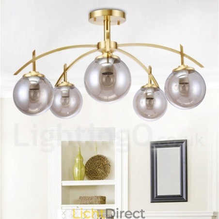 8-lichts retro rustieke luxe messing hanglamp kroonluchter met glazen kap 8-lichts retro rustieke luxe messing hanglamp kroonluchter met glazen kap