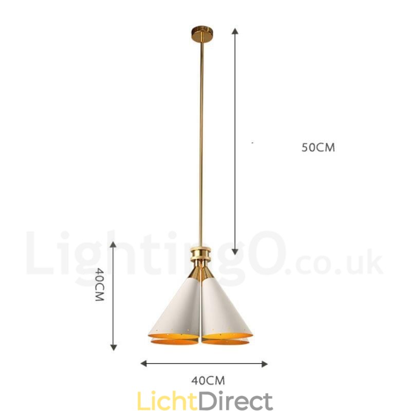 4-lichts retro rustieke luxe aluminiumlegering hanglamp kroonluchter met aluminiumlegering kap