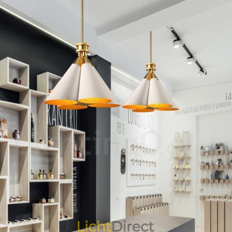 4-lichts retro rustieke luxe aluminiumlegering hanglamp kroonluchter met aluminiumlegering kap