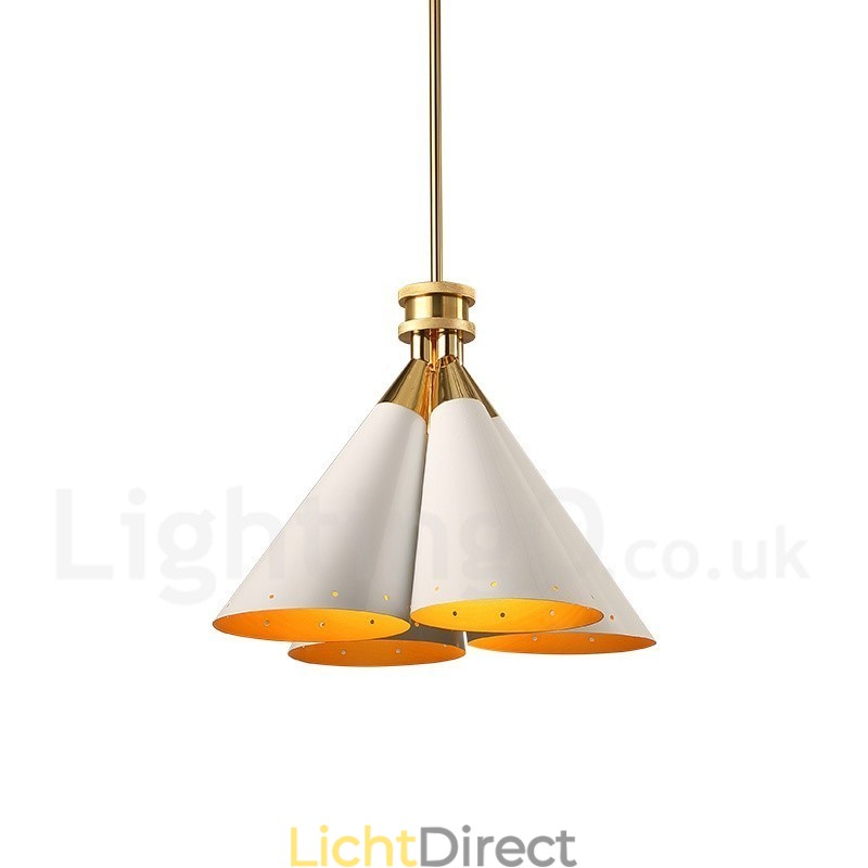 4-lichts retro rustieke luxe aluminiumlegering hanglamp kroonluchter met aluminiumlegering kap