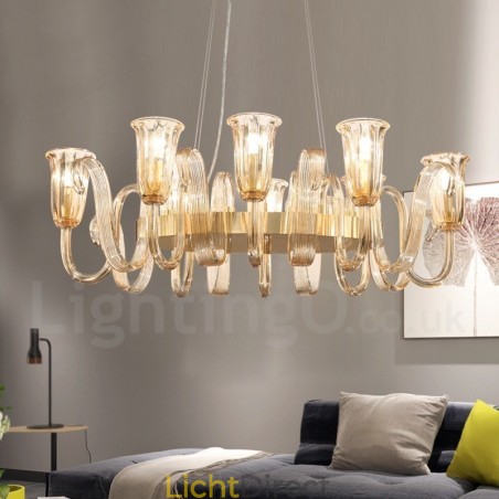 8-lichts retro rustieke luxe aluminiumlegering hanglamp kroonluchter met glazen kap 8-lichts retro rustieke luxe aluminiumlegering hanglamp kroonluchter met glazen kap