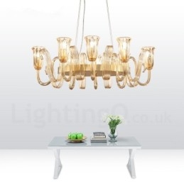 8-lichts retro rustieke luxe aluminiumlegering hanglamp kroonluchter met glazen kap