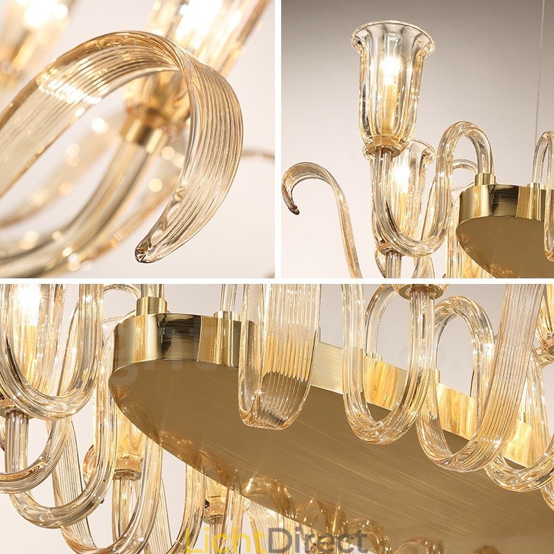 8-lichts retro rustieke luxe aluminiumlegering hanglamp kroonluchter met glazen kap