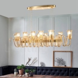 12 Licht Retro Rustieke Luxe Aluminiumlegering Hanglamp Kroonluchter met Glazen Kap