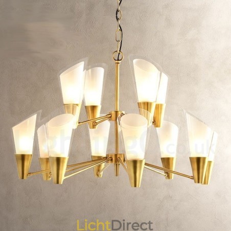 12 Licht Retro Rustieke Luxe Messing Hanglamp Kroonluchter met Glazen Kap 12 Licht Retro Rustieke Luxe Messing Hanglamp Kroonluchter met Glazen Kap