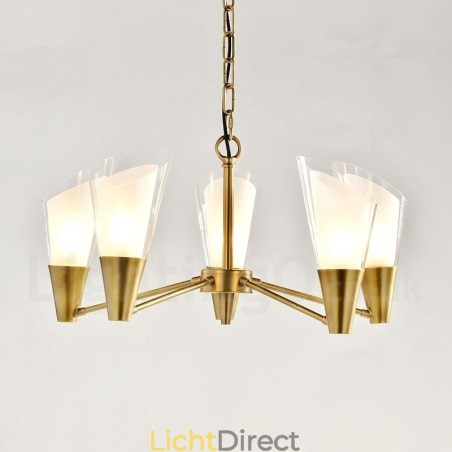 5-lichts retro rustieke luxe messing hanglamp kroonluchter met glazen kap 5-lichts retro rustieke luxe messing hanglamp kroonluchter met glazen kap