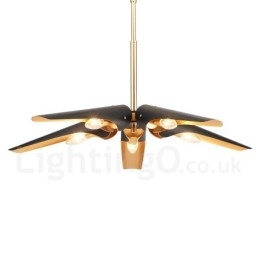 5-lichts retro rustieke luxe aluminiumlegering hanglamp kroonluchter met aluminiumlegering kap