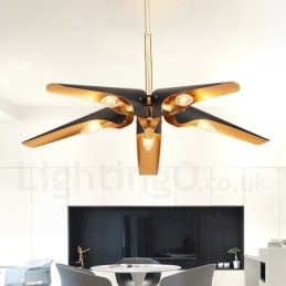 5-lichts retro rustieke luxe aluminiumlegering hanglamp kroonluchter met aluminiumlegering kap