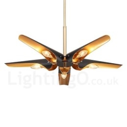 5-lichts retro rustieke luxe aluminiumlegering hanglamp kroonluchter met aluminiumlegering kap