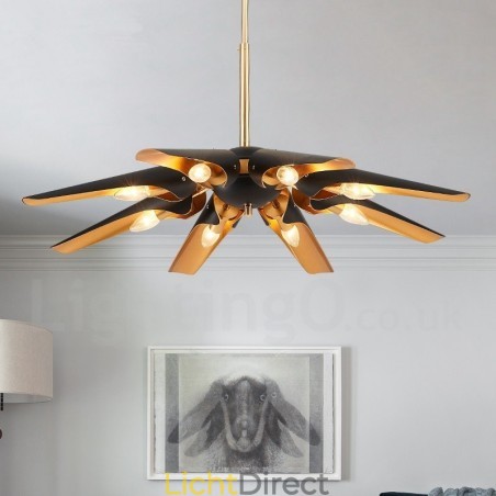 8-lichts retro rustieke luxe aluminiumlegering hanglamp kroonluchter met aluminiumlegering kap