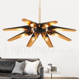 8-lichts retro rustieke luxe aluminiumlegering hanglamp kroonluchter met aluminiumlegering kap
