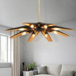 8-lichts retro rustieke luxe aluminiumlegering hanglamp kroonluchter met aluminiumlegering kap