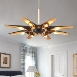 8-lichts retro rustieke luxe aluminiumlegering hanglamp kroonluchter met aluminiumlegering kap