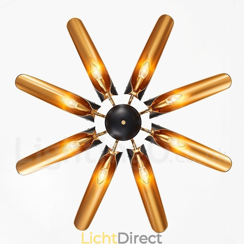 8-lichts retro rustieke luxe aluminiumlegering hanglamp kroonluchter met aluminiumlegering kap