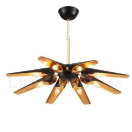 8-lichts retro rustieke luxe aluminiumlegering hanglamp kroonluchter met aluminiumlegering kap