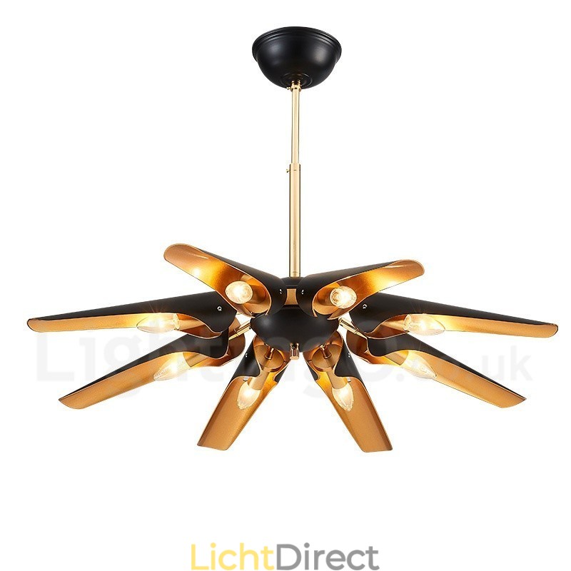 8-lichts retro rustieke luxe aluminiumlegering hanglamp kroonluchter met aluminiumlegering kap