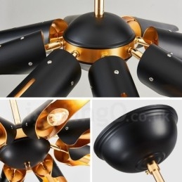 8-lichts retro rustieke luxe aluminiumlegering hanglamp kroonluchter met aluminiumlegering kap