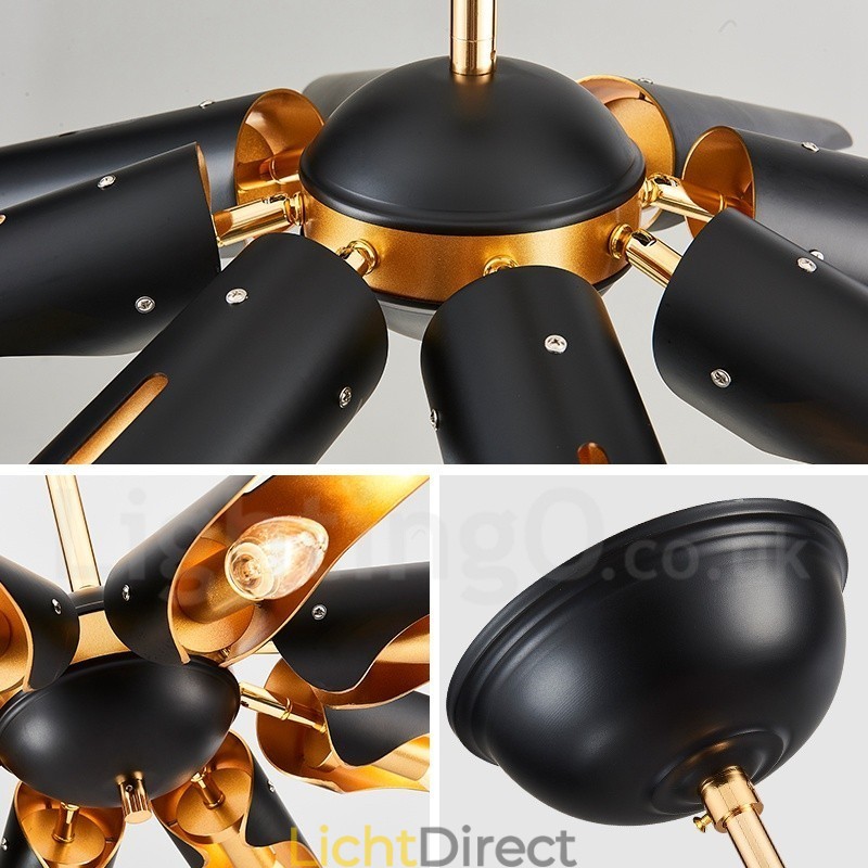 8-lichts retro rustieke luxe aluminiumlegering hanglamp kroonluchter met aluminiumlegering kap