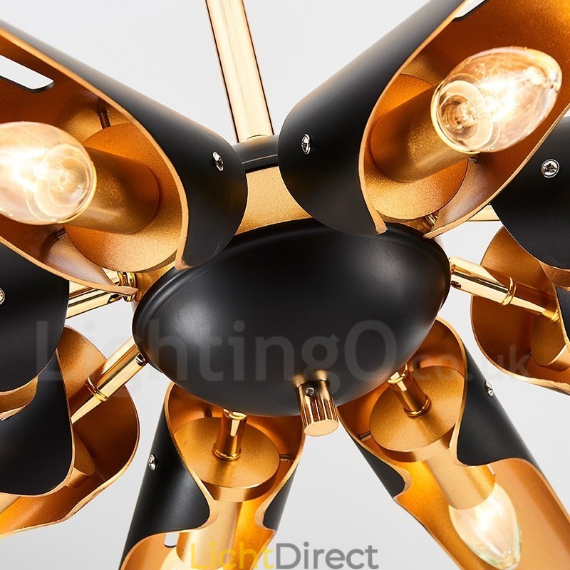 8-lichts retro rustieke luxe aluminiumlegering hanglamp kroonluchter met aluminiumlegering kap