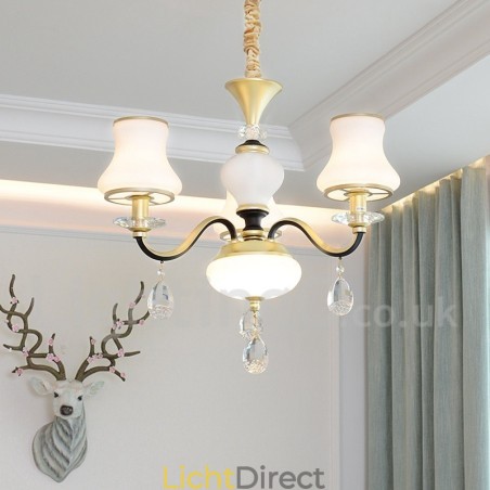 3-lichts retro rustieke luxe kristallen hanglamp kroonluchter met glazen kap 3-lichts retro rustieke luxe kristallen hanglamp kroonluchter met glazen kap