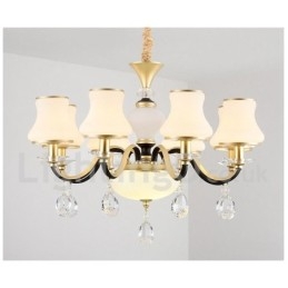 8-lichts retro rustieke luxe kristallen hanglamp kroonluchter met glazen kap