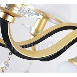 Retro Rustieke Luxe Kristallen Hanglamp Kroonluchter met Glazen Kap