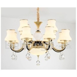 12 Licht Retro Rustieke Luxe Kristallen Hanglamp Kroonluchter met Glazen Kap