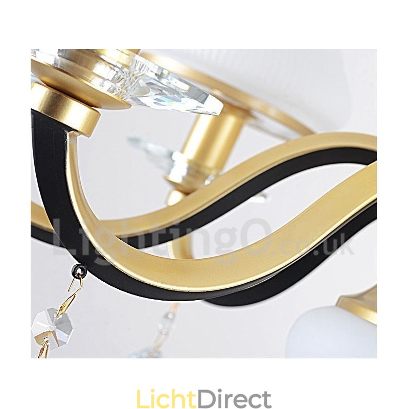 12 Licht Retro Rustieke Luxe Kristallen Hanglamp Kroonluchter met Glazen Kap