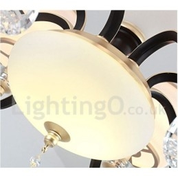 12 Licht Retro Rustieke Luxe Kristallen Hanglamp Kroonluchter met Glazen Kap